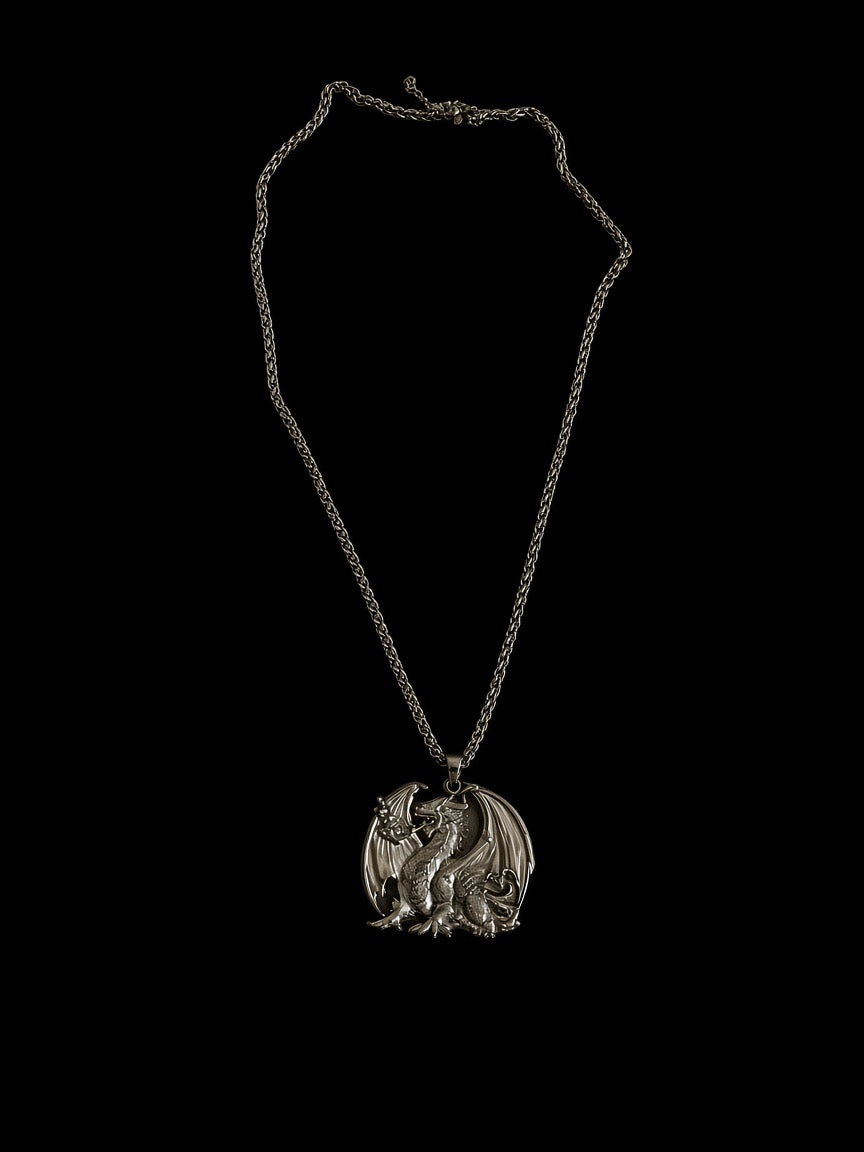 PNF“onyx flame”silver chain